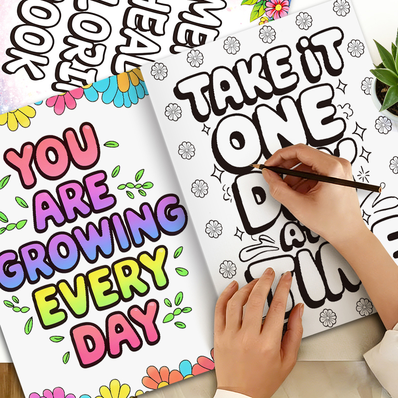 32 Pages Happy Mind Coloring B - Mental Health Wellness Quotes recension och pris
