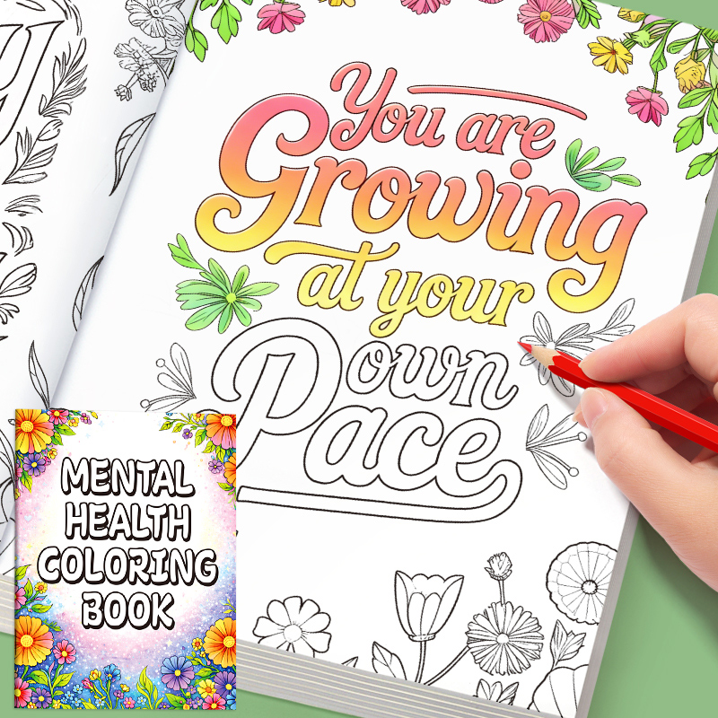 32 Pages Happy Mind Coloring B - Mental Health Wellness Quotes recension och pris