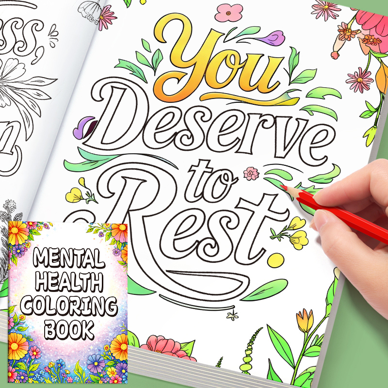 32 Pages Happy Mind Coloring B - Mental Health Wellness Quotes recension och pris